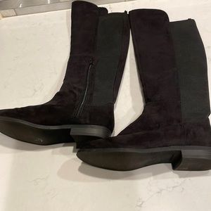 Black suede knee high boots